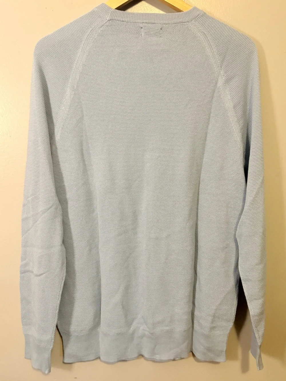 J. Crew Men's Light Blue Waffle Crewneck Sweater Cotton Large